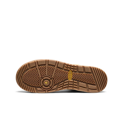 Brown shoe sole with tread pattern on a white background